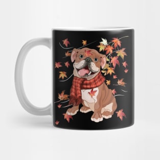 Maple Dog Leaf Fall Hello Autumn Funny Bulldog Lover Mug